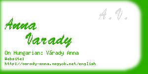 anna varady business card
